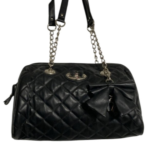 Betsey Johnson Handbags - Betsy Johnson Black Quilted Betsyville Handbag Satchel Bag Preloved